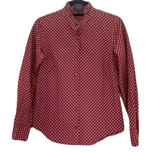Pendleton Tartan Tidings Plaid Ruffle Collar Button Up Shirt Size 4